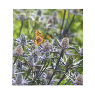 Fritillary Butterfly On Blue Thistle Notizblock