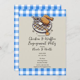 Frittierte Hühnchen & Waffeln Blaue Engagement Par Einladung