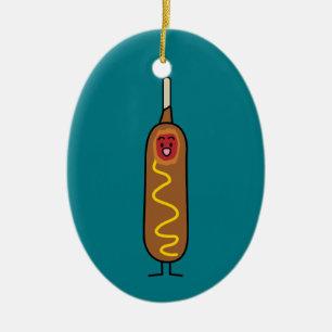 frittierte Wursthunde Maishundcorndog Senfes Keramik Ornament
