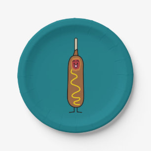 frittierte Wursthunde Maishundcorndog Senfes Pappteller
