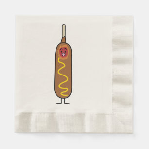 frittierte Wursthunde Maishundcorndog Senfes Serviette