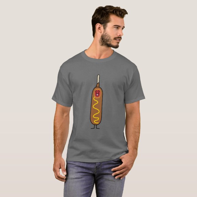 frittierte Wursthunde Maishundcorndog Senfes T-Shirt (Vorne ganz)