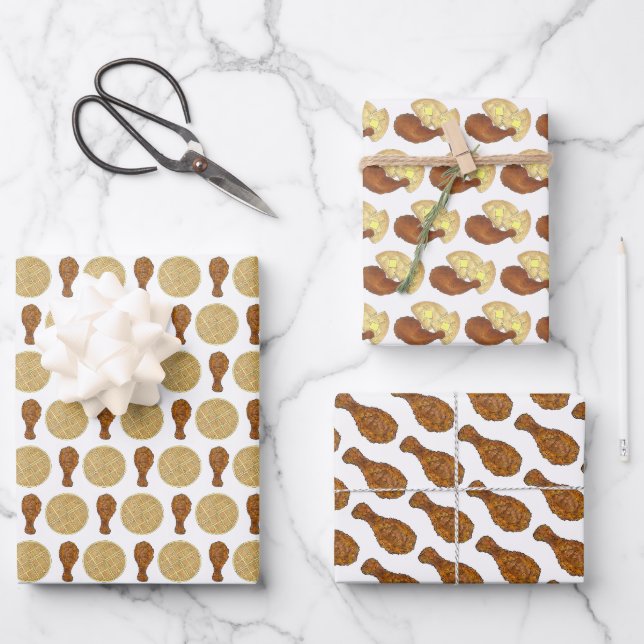 Frittierter Hühnerleg und Waffeln Soul Südliche Kü Geschenkpapier Set (Vorderseite)
