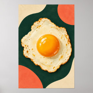 Frittiertes Ei auf einer Seite – Moderne Retro-Küc Poster