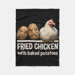 Frittiertes Hühnchen mit gedünsteten Kartoffeln lu Fleecedecke