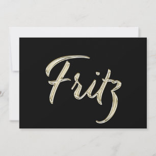 Fritz Name white gold Handwriting Karte