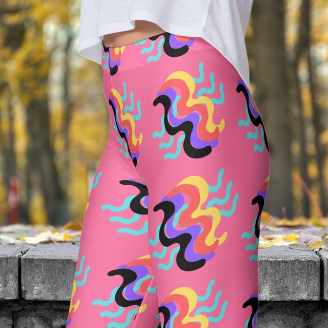 Frivoles French Pink Finger Paint Pattern Leggings (Finger Paint on French Pink)