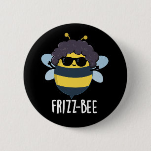 Frizz-Bee Funny Afro Bee Pun Dark BG Button