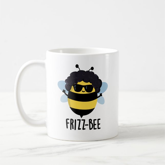 Frizz-Bee Funny Afro Bee Pun Kaffeetasse (Links)