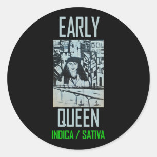 FRLY QUEEN INDICA SATIVA RUNDER AUFKLEBER