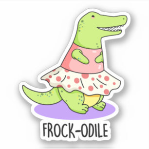 Frockodile Funny Crocodile Pun Aufkleber