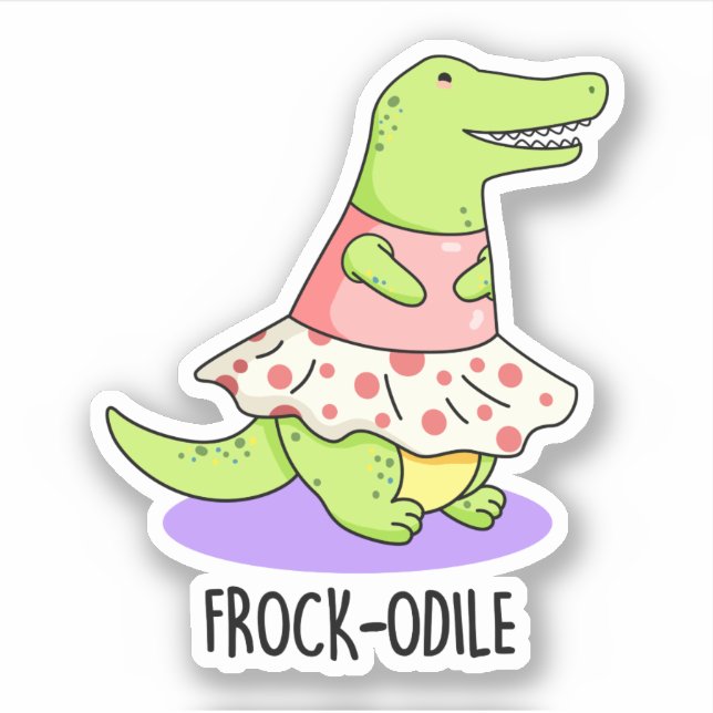 Frockodile Funny Crocodile Pun Aufkleber (Vorderseite)