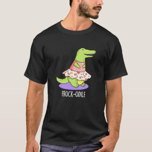 Frockodile Funny Crocodile Pun Dark BG T-Shirt