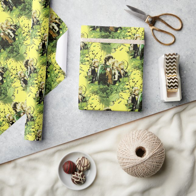 FRODO™ mit Hobbits Vector Collage Geschenkpapier (Kunsthandwerk)