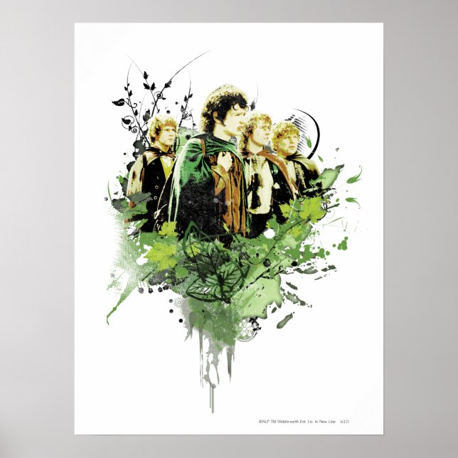 FRODO™ mit Hobbits Vector Collage Poster (Vorne)