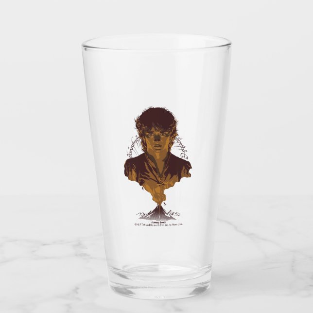 FRODO™ MOUNT DOOM™ Tengwar-Inschrift Grafik Glas (Vorderseite)