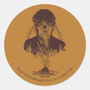 FRODO™ MOUNT DOOM™ Tengwar-Inschrift Grafik Runder Aufkleber