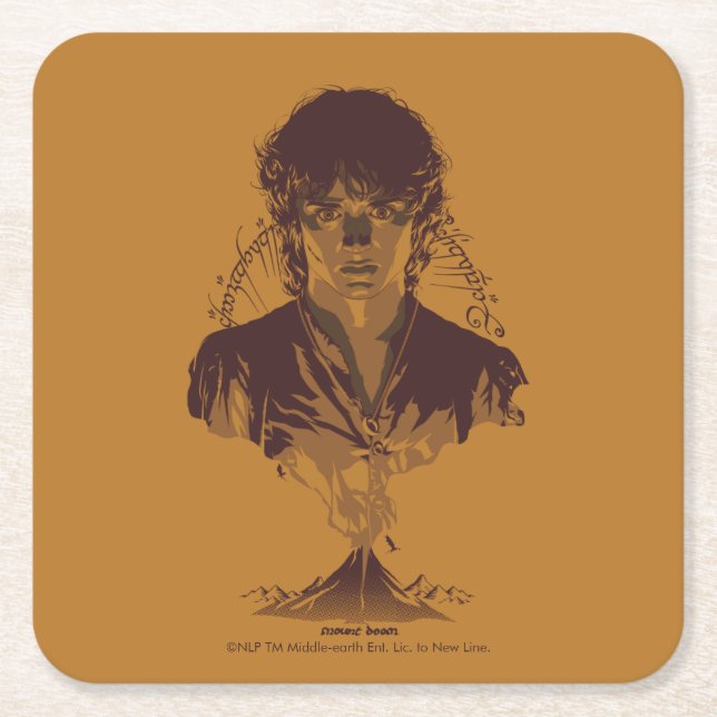 FRODO™ MOUNT DOOM™ Tengwar Inscription Graphic Rechteckiger Pappuntersetzer (Vorderseite)