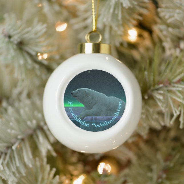 Froehliche Weihnachten - EisEdge Polar Bear Keramik Kugel-Ornament (Baum)