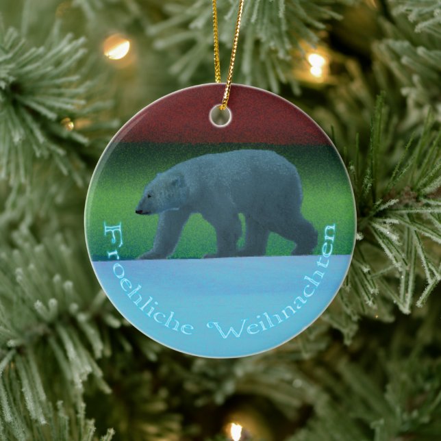Froehliche Weihnachten - Polar Lights Polar Bear Keramik Ornament (Baum)