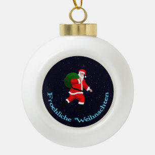 Froehliche Weihnachten - Santa Claus Keramik Kugel-Ornament