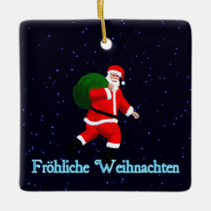 Froehliche Weihnachten - Santa Claus Keramikornament