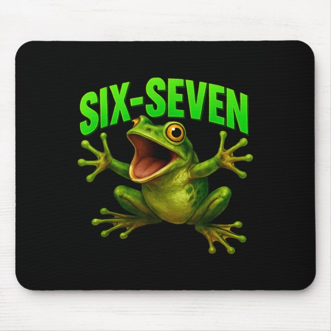 Frog 67 Meme Six Seven Funny Gen Alpha  Mousepad (Vorne)