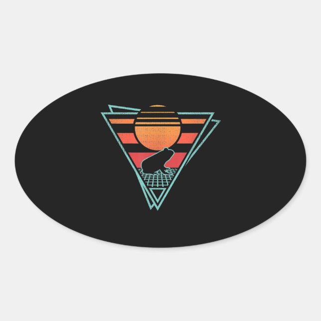 Frog 80er EDM Synthwave-Geschenk Ovaler Aufkleber (Vorderseite)