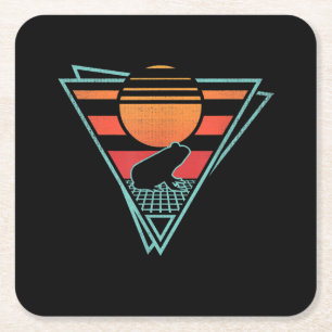 Frog 80er EDM Synthwave-Geschenk Rechteckiger Pappuntersetzer