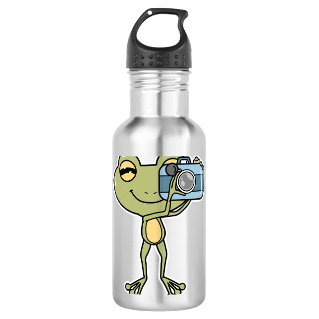 Frog als Fotograf mit Kamera Edelstahlflasche (Vorderseite)