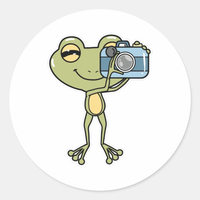 Frog als Fotograf mit Kamera Runder Aufkleber (Vorderseite)