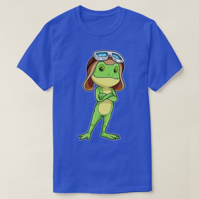 Frog als Pilot mit Hat-Brille T-Shirt (Design vorne)