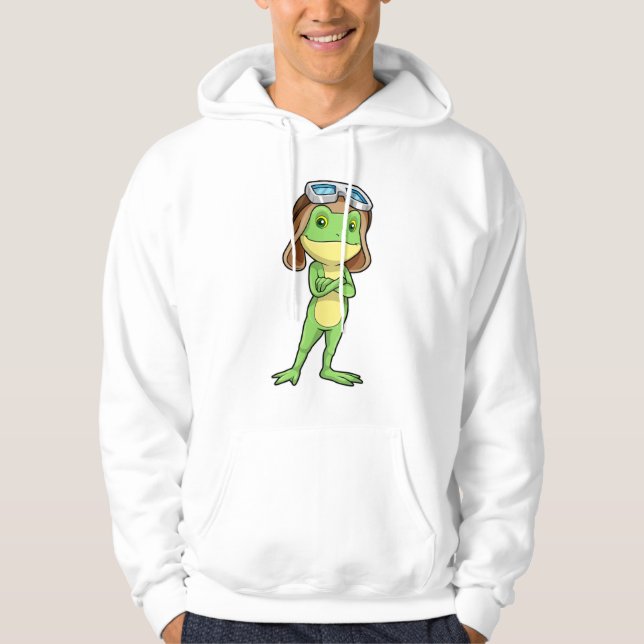 Frog als Pilot mit Hut und Brille Hoodie (Vorderseite)