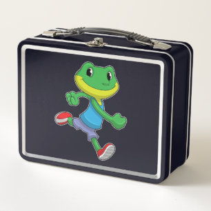 Frog als Runner beim Laufen Metall Brotdose