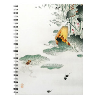 Frog and Tadpoles by Ohara Koson, Japanese Nature, Notizblock