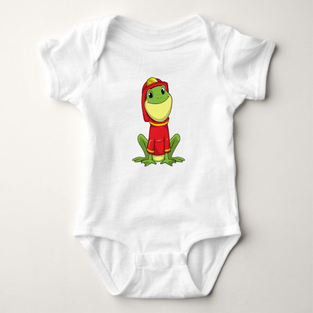 Frog as Firefighter with Helmet Baby Strampler (Vorderseite)