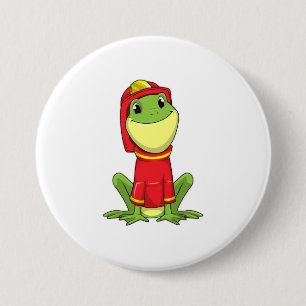 Frog as Firefighter with Helmet Button