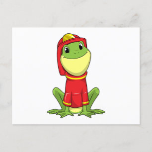 Frog as Firefighter with Helmet Postkarte
