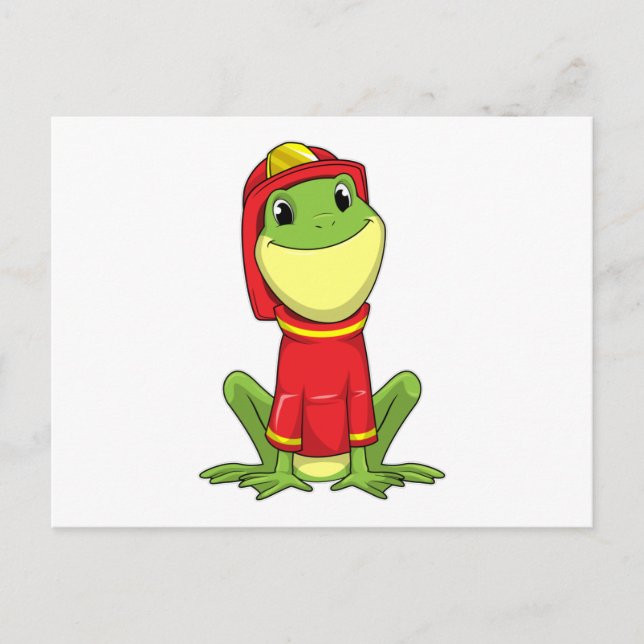 Frog as Firefighter with Helmet Postkarte (Vorderseite)