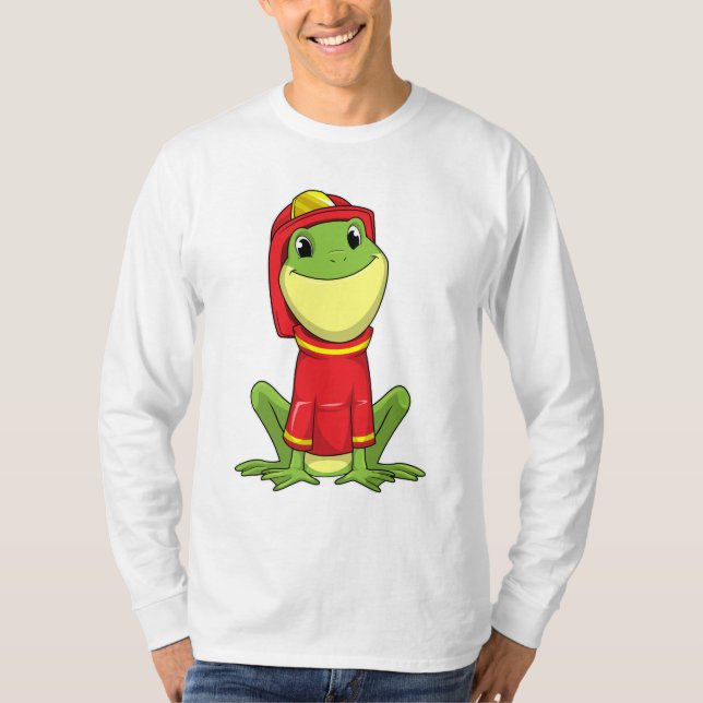 Frog as Firefighter with Helmet T-Shirt (Vorderseite)