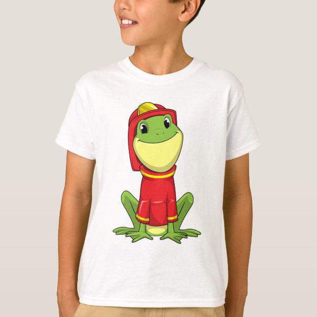 Frog as Firefighter with Helmet T-Shirt (Vorderseite)
