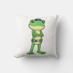 Frog as Police officer with Police hat Kissen