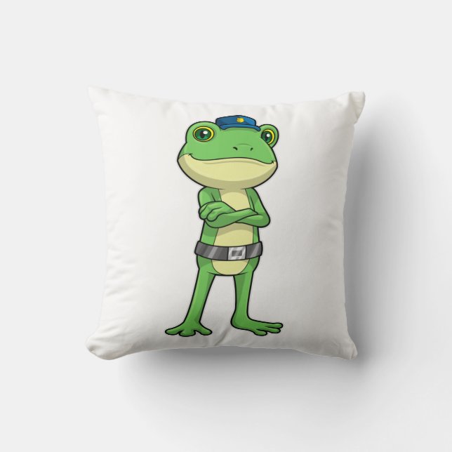 Frog as Police officer with Police hat Kissen (Vorderseite)