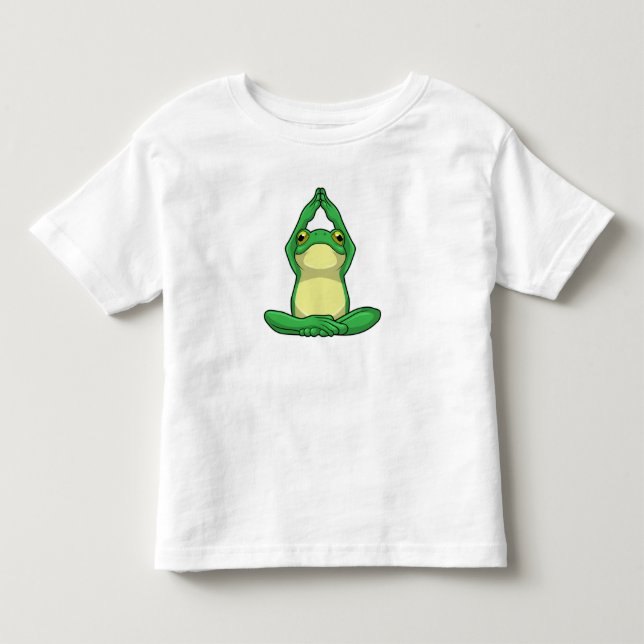 Frog at Yoga in Cross legged Kleinkind T-shirt (Vorderseite)