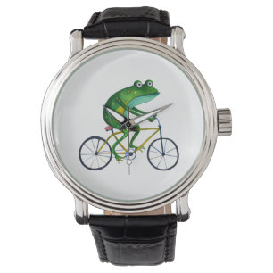 Frog auf dem Fahrrad Armbanduhr
