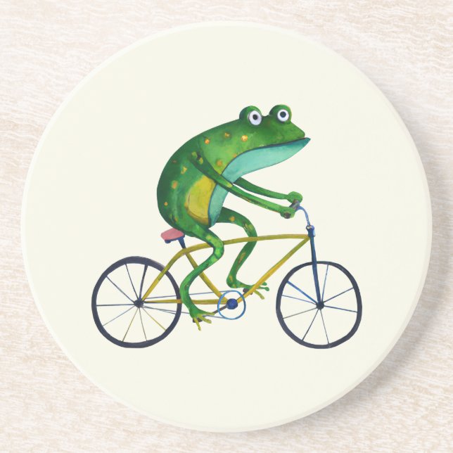Frog auf dem Fahrrad Getränkeuntersetzer (Vorne)