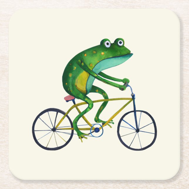 Frog auf dem Fahrrad Rechteckiger Pappuntersetzer (Vorderseite)