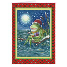 FROG AUF DER WEIHNACHTKINDER-GREETING-KARTENRÖHRE