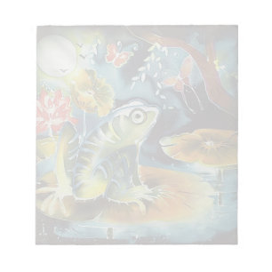Frog auf einem Lily Pad im Mondlicht Art Malerei Notizblock