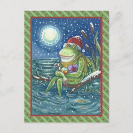 FROG AUF LOG WARMT DAS HERZ, FUNNY, NIEDLICHE WEIH POSTKARTE